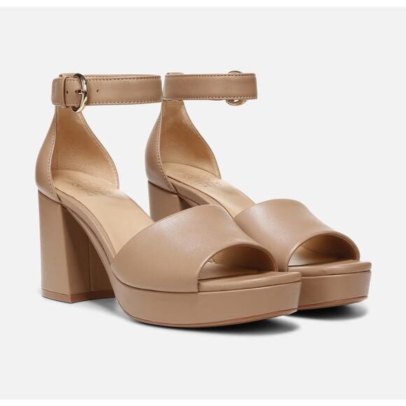 NIB Naturalizer Women's Pearlyn Leather Platform‎ Dress Sandals Size 10W Taupe - Picture 1 of 8